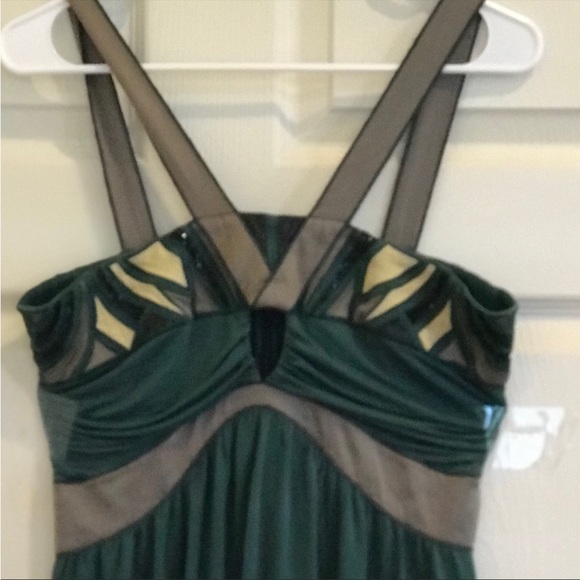 MARCIANO dark green SILK dress - Picture 5 of 9